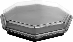 Dart - 9" Black/Clear Deep 3 Compartment Plastic Containers, 100/Cs - 864628-PS94