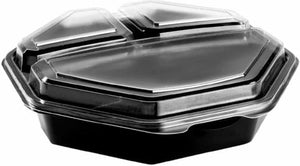 Dart - 9" Creative Carryouts OctaView 3 Compartment Plastic Containers, 100/Cs - 864628-PS94
