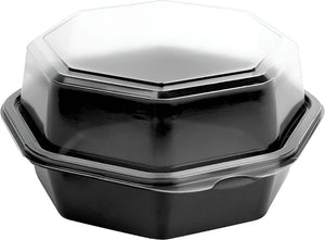 Dart - 9" Solo Creative Carry outs Shallow Octagon Plastic Hinged Container , 200/Cs - 864611-PS94