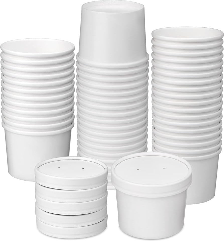 Dart Container - 16 Oz White Paper Container Combo, Pack of 250 - KHB16A-2050