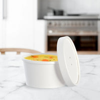 Dart Container - 8 Oz White Squat DSP Paper Food Container and Lid Combo Pack, 250/Cs - KHSB8A-2050