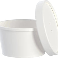Dart Container - 8 Oz White Squat DSP Paper Food Container and Lid Combo Pack, 250/Cs - KHSB8A-2050