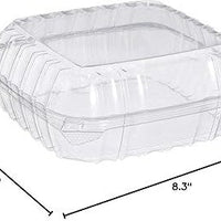 Dart Container - 8.3" x 8.3" x 3" Clear Seal Plastic Hinged Container, 250/Cs - C90PST1