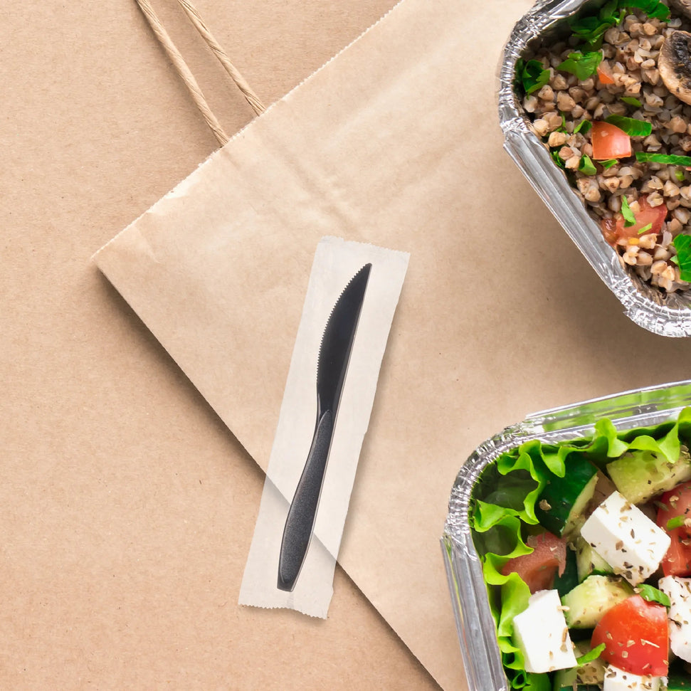 Dart Container - Black Medium Weight Individually Wrapped Cutlery Knife, 1000/Cs - RSK2-0004 (Special Order Item)