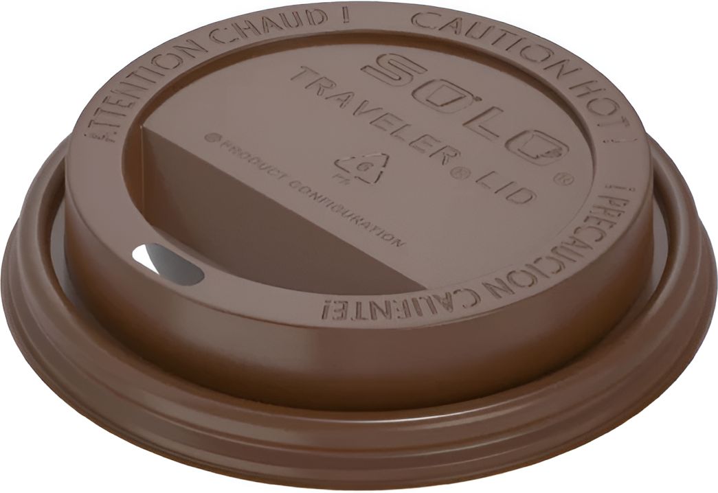 Dart Container - Brown Flat Lid Fits with 12 Oz, 16 Oz, 20 Oz, 24 Oz Plastic Cups, 1000/Cs - 12TLB-L0013 (Special Order Item)