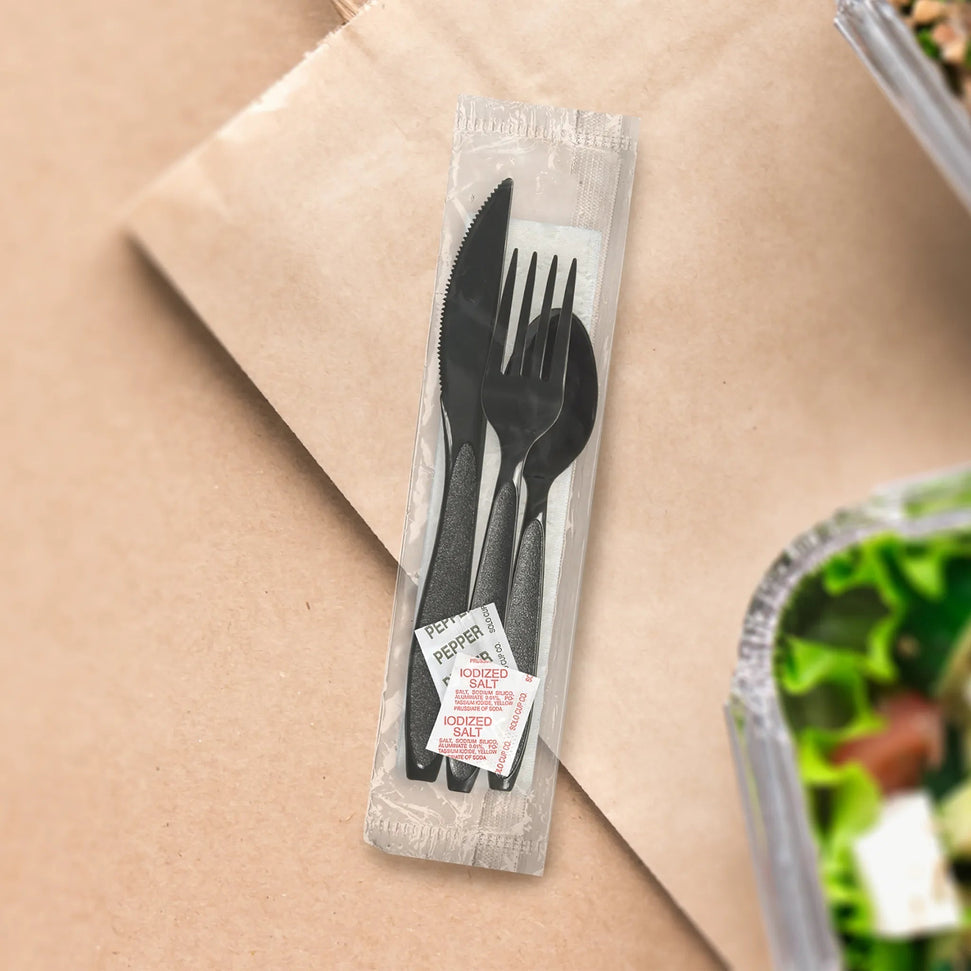 Dart Container - Impress Black Heavy Weight 5 PC Cutlery Set, 250/Cs - HSK8Y-0004 (Special Order Item)