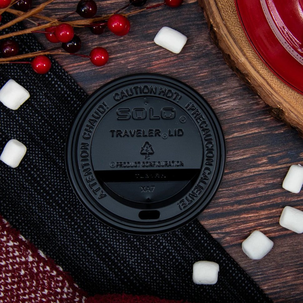 Dart Container - Solo Black Traveler Cappuccino Dome Lids fits 10 oz Paper Hot Cups , 1000/Cs - TL31B2-0004