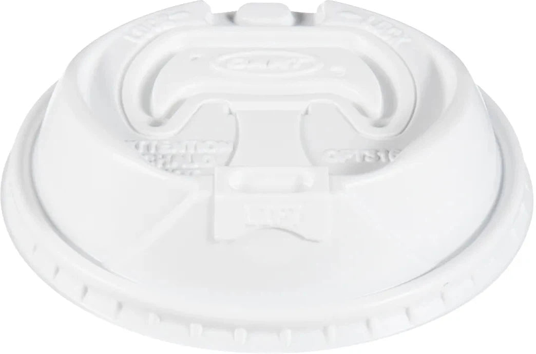 Dart Container - White Reclosable Travel Done Lid fits 12 oz, 16 oz, 20 oz Paper Hot Cups , 1000/Cs - TPLUS (Special Order Item)