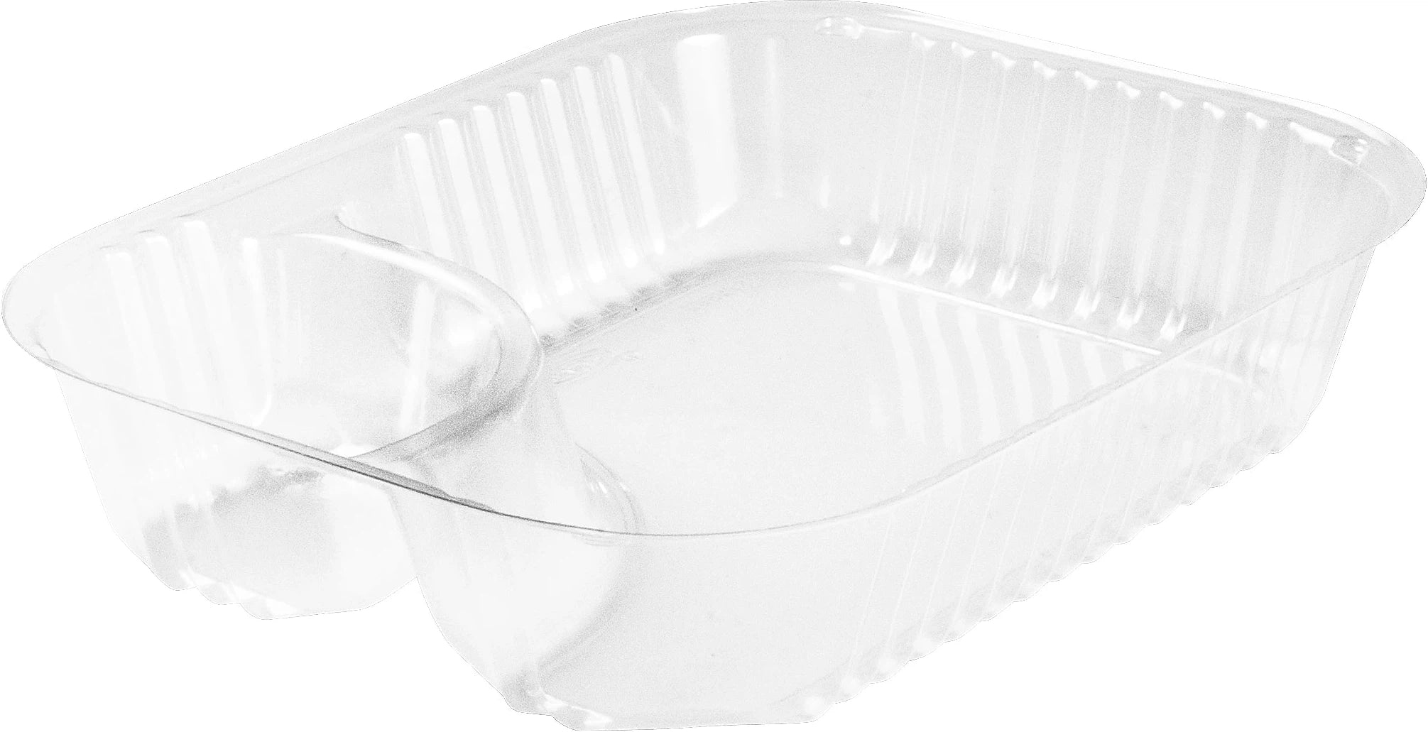 Dart Solo - Clear OPS Plastic 2-Compartment Large Nacho Tray, 500/Cs - C68NT2