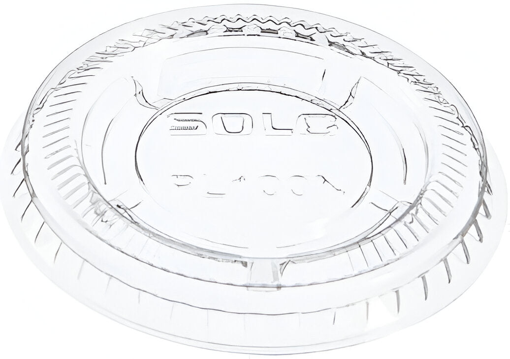 Dart - Solo Ultra Clear Souffles PET Flat Lid Fits 325PC, 400PC, 400PCBLK, 550PC Plastic Portion Cups , 2500/Case - PL4N