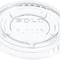 Dart - Solo Ultra Clear Souffles PET Flat Lid Fits 325PC, 400PC, 400PCBLK, 550PC Plastic Portion Cups , 2500/Case - PL4N