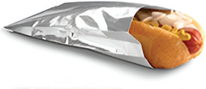De Luxe - 10" x 1.5" x 5.5" Foil Large Hot Dog Bags, 1000/cs - 700115