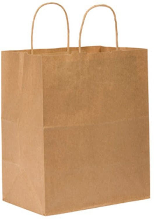 De Luxe - 10" x 6.75" x 12" Bistro Kraft Shopping Bag With Rope Handle, 250/cs - 87490
