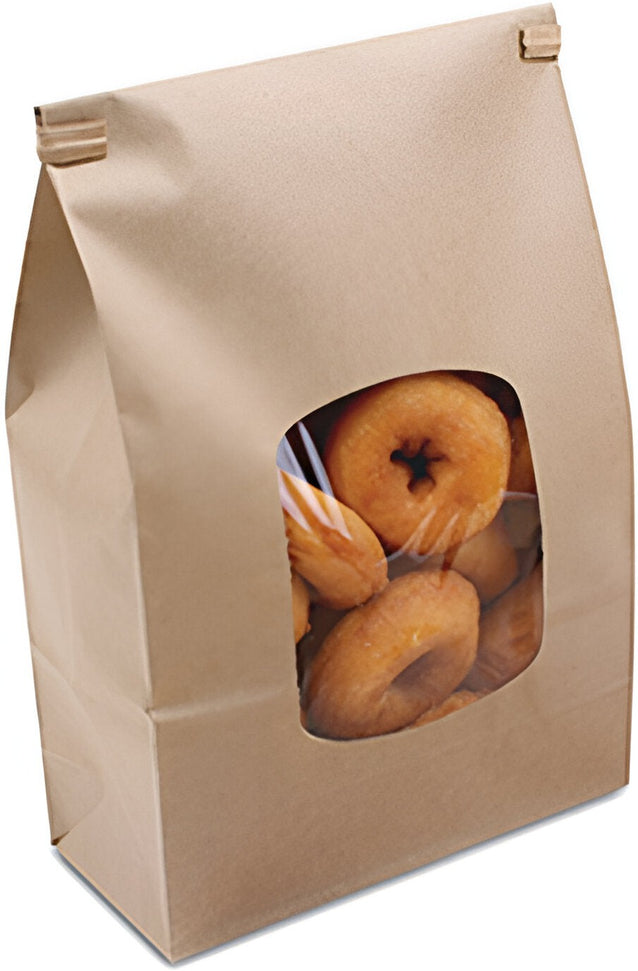 De Luxe - 2lb Paper Stand Up Window Bakery Bag, 500/Cs - 300246