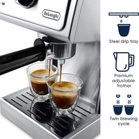 DeLonghi - 15" Stainless Steel Bar Pump Espresso and Cappuccino Machine With Premium Frother - ECP 36.30