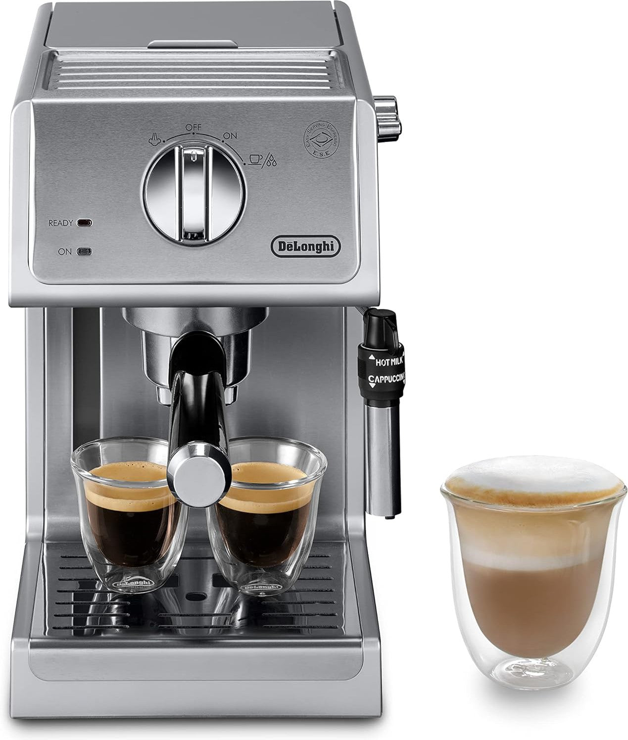 DeLonghi - 15" Stainless Steel Bar Pump Espresso and Cappuccino Machine With Premium Frother - ECP 36.30