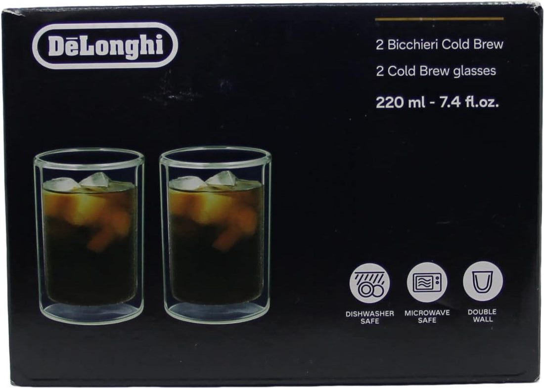 DeLonghi - 220 ml Double Wall Cold Brew Glass Small, Pack of 2 - DLSC324