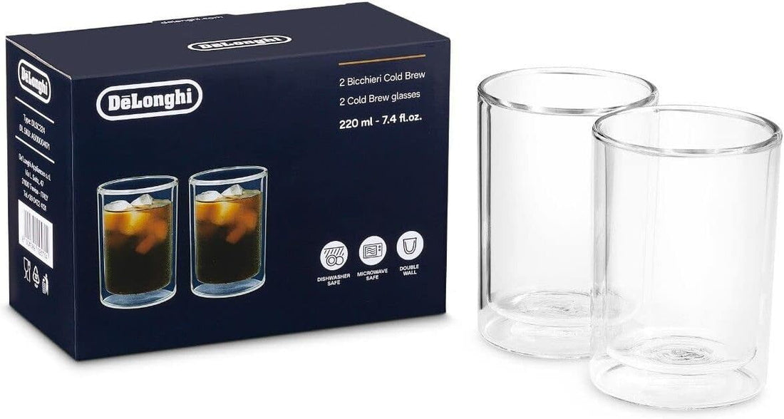 DeLonghi - 220 ml Double Wall Cold Brew Glass Small, Pack of 2 - DLSC324