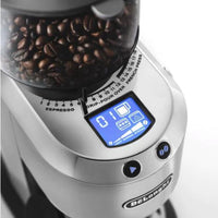 DeLonghi - Dedica Stainless Steel Conical Burr Digital 12 Oz Grinder with 18 Grind Settings and Portafilter Adaptor - KG521M