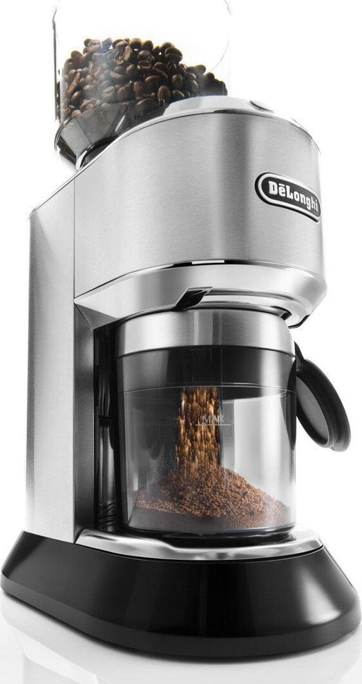 DeLonghi - Dedica Stainless Steel Conical Burr Digital 12 Oz Grinder with 18 Grind Settings and Portafilter Adaptor - KG521M