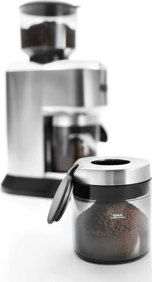 DeLonghi - Dedica Stainless Steel Conical Burr Digital 12 Oz Grinder with 18 Grind Settings and Portafilter Adaptor - KG521M