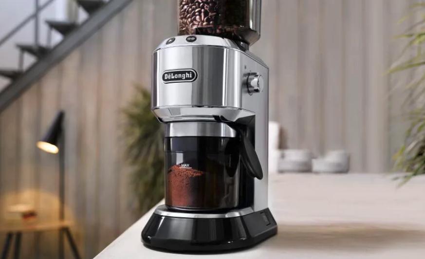 DeLonghi - Dedica Stainless Steel Conical Burr Digital 12 Oz Grinder with 18 Grind Settings and Portafilter Adaptor - KG521M