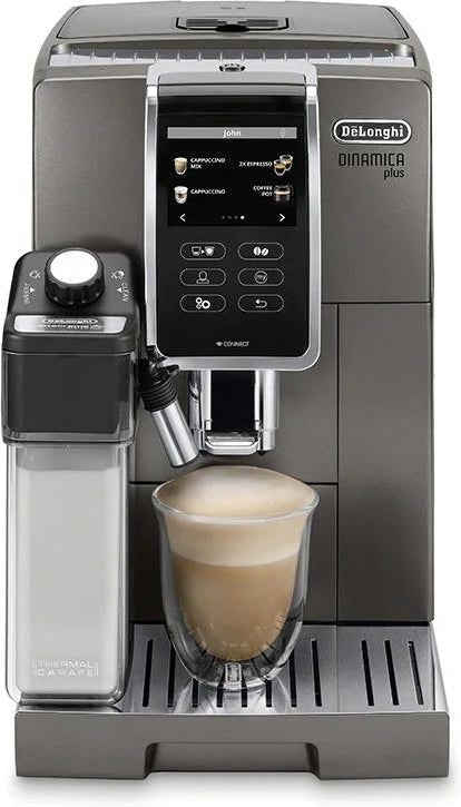 DeLonghi - Dinamica Plus Connected Smart Coffee & Espresso Machine with Coffee Connectivity App + Automatic Milk Frother, Titanium - ECAM37095TI