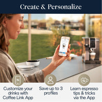 DeLonghi - Dinamica Plus Connected Smart Coffee & Espresso Machine with Coffee Connectivity App + Automatic Milk Frother, Titanium - ECAM37095TI