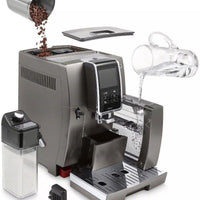 DeLonghi - Dinamica Plus Connected Smart Coffee & Espresso Machine with Coffee Connectivity App + Automatic Milk Frother, Titanium - ECAM37095TI - DISCONTINUED