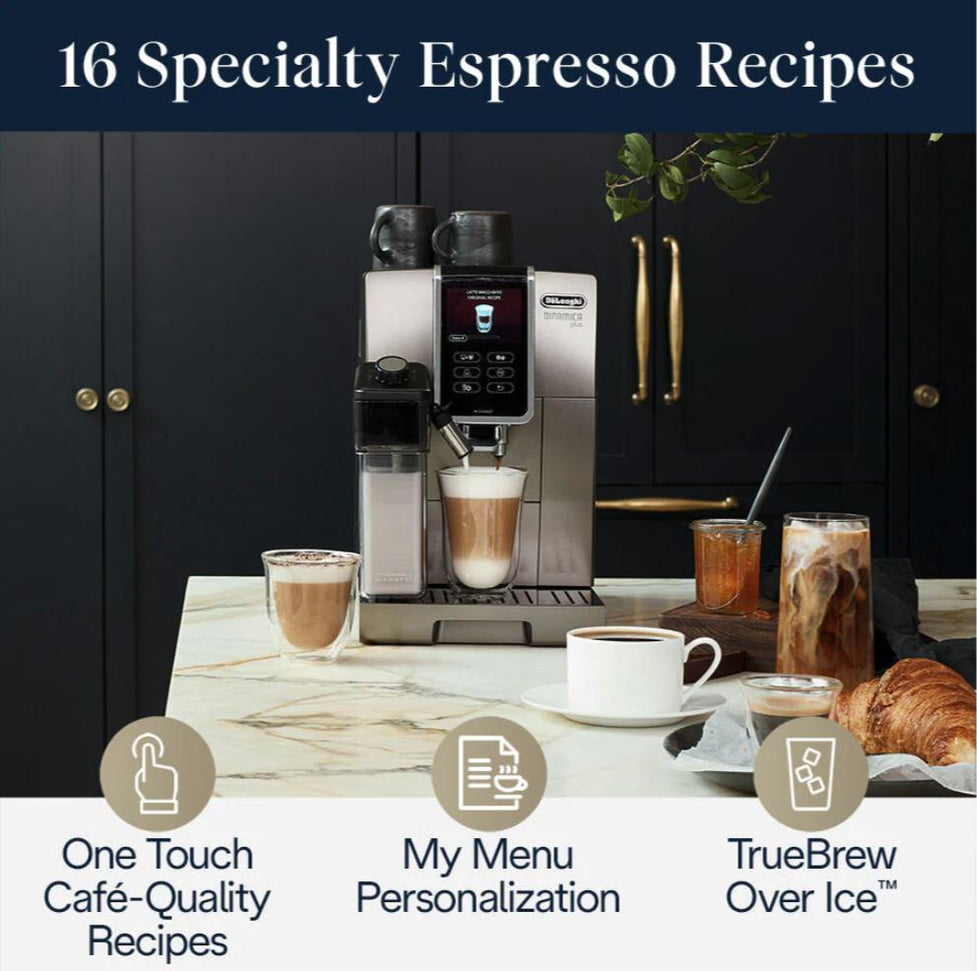 DeLonghi - Dinamica Plus Connected Smart Coffee & Espresso Machine with Coffee Connectivity App + Automatic Milk Frother, Titanium - ECAM37095TI - DISCONTINUED