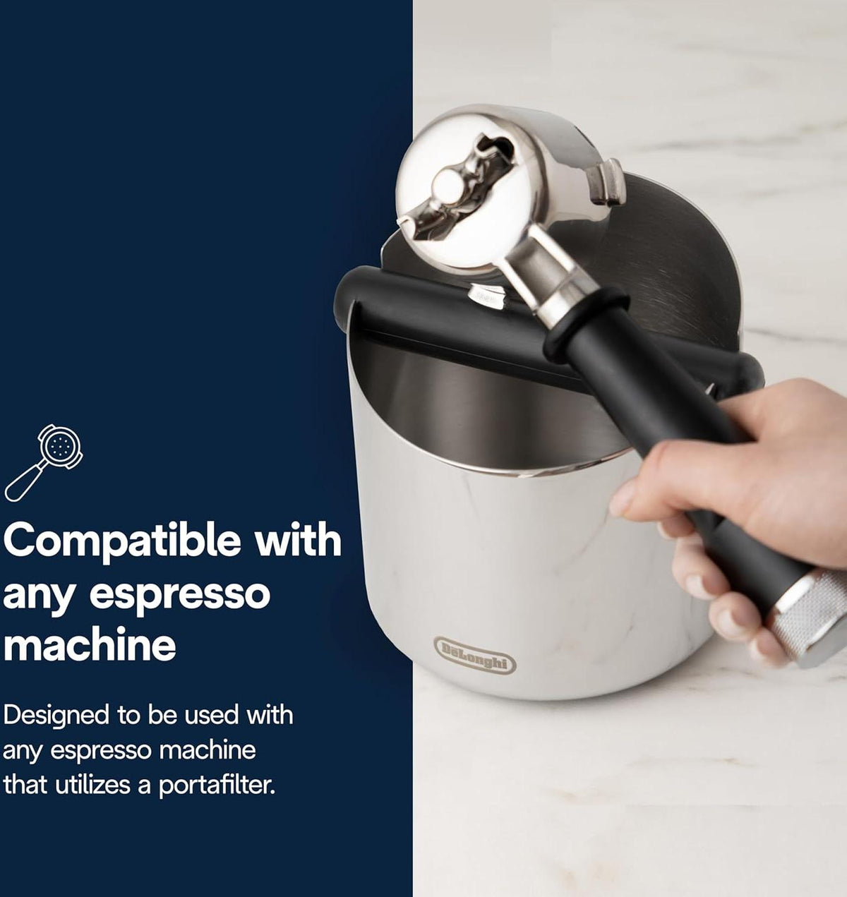 DeLonghi - Easy Clean Stainless Steel Coffee Knock Box - DLSC072