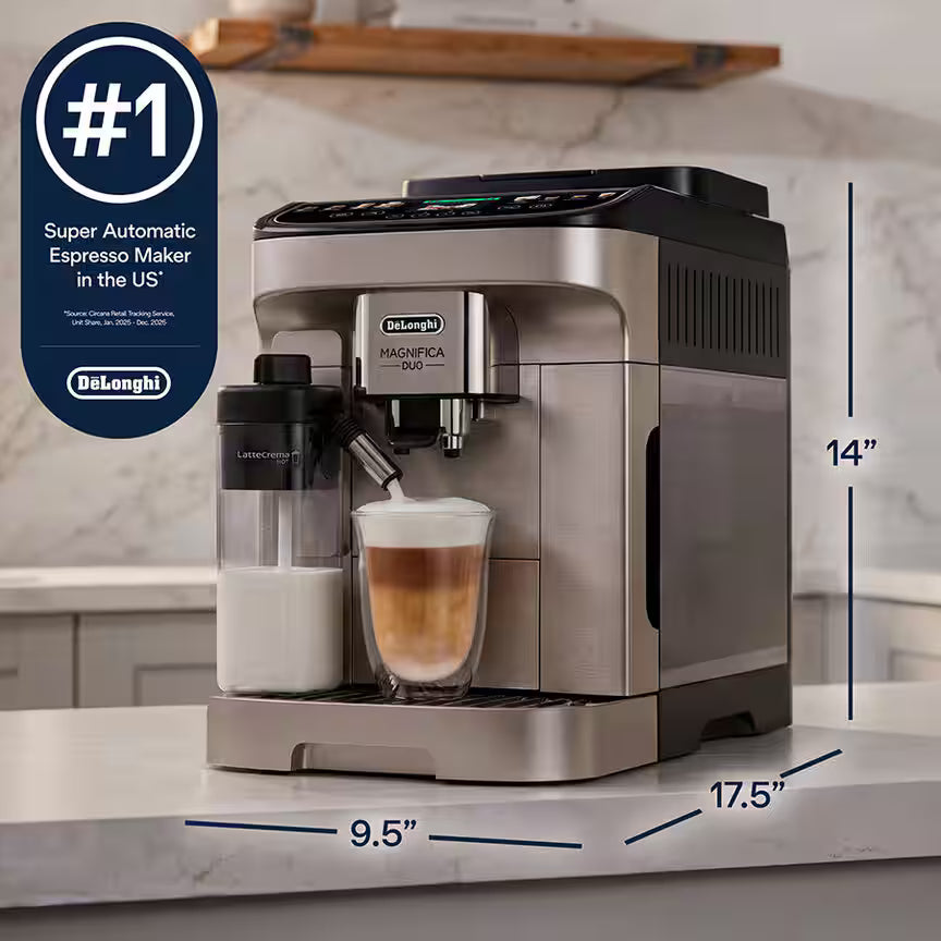 DeLonghi - Magnifica Duo Fully Automatic Silver Espresso Machine - ECAM33080SXB