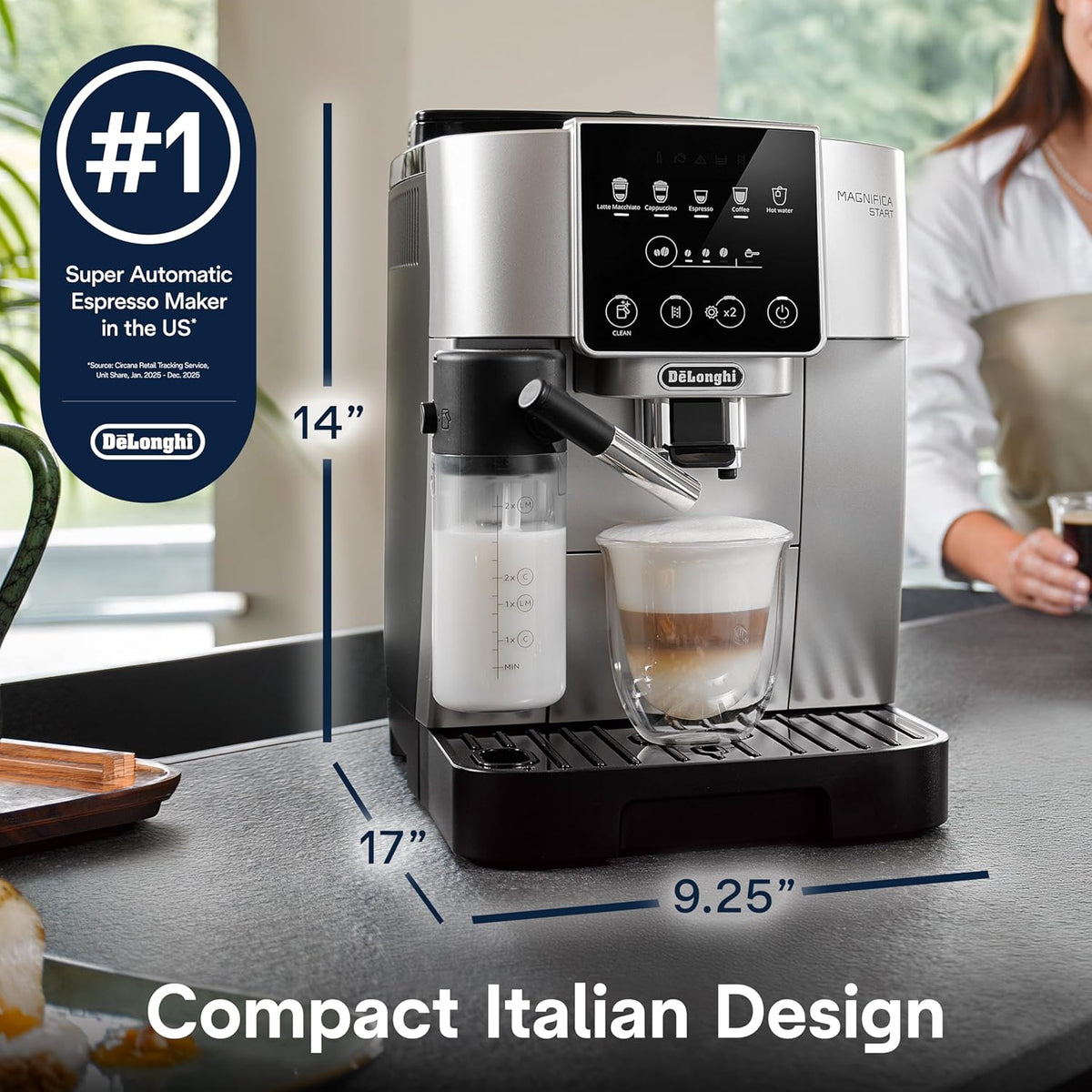 DeLonghi - Magnifica Start Automatic Silver Espresso Machine with LatteCrema System - ECAM22080SB