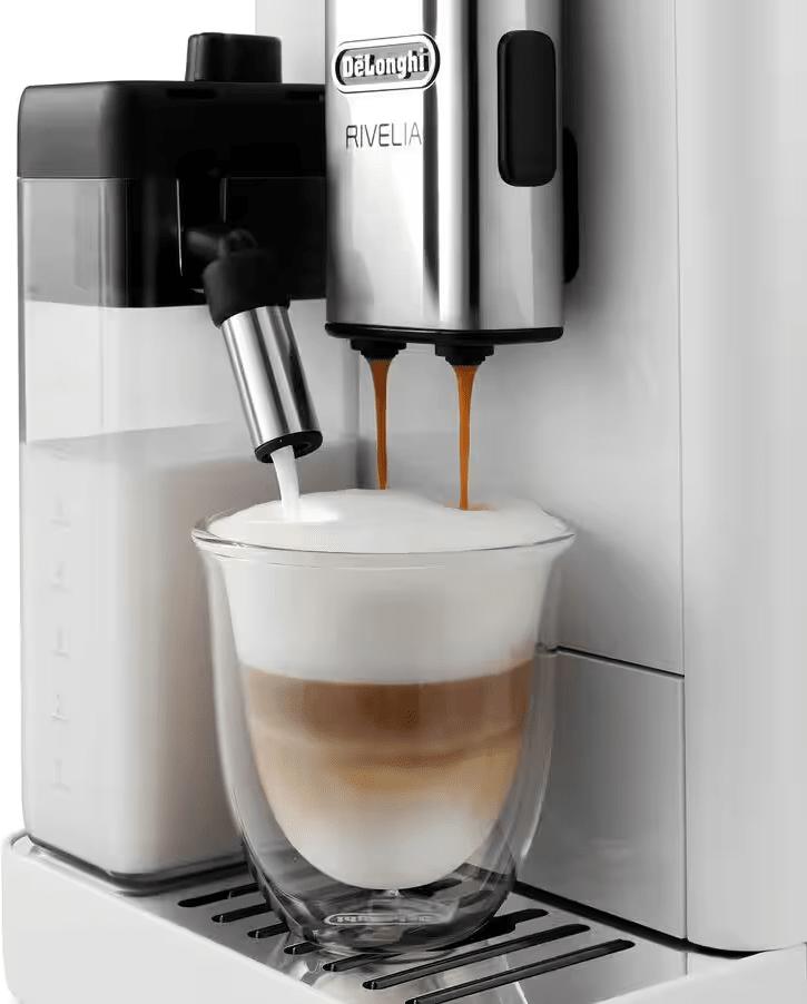 DeLonghi - Rivelia Fully Automatic Arctic White Coffee Machine with LatteCrema Milk System - EXAM44055W - AVAILABLE AUGUST