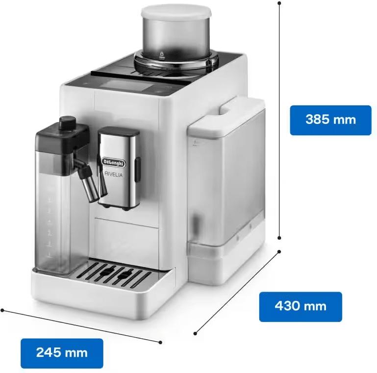 DeLonghi - Rivelia Fully Automatic Arctic White Coffee Machine with LatteCrema Milk System - EXAM44055W - AVAILABLE AUGUST