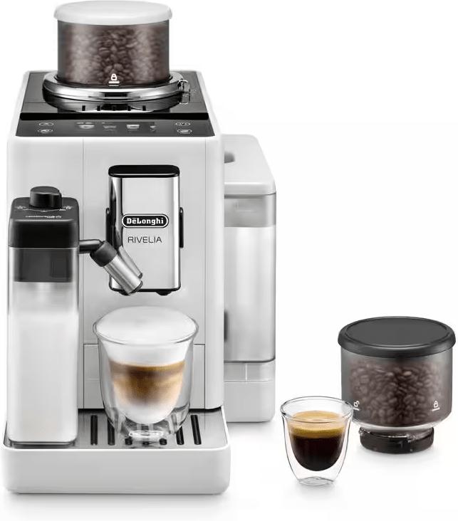 DeLonghi - Rivelia Fully Automatic Arctic White Coffee Machine with LatteCrema Milk System - EXAM44055W - AVAILABLE AUGUST