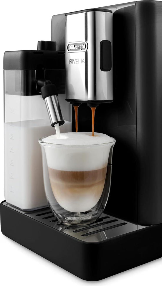 DeLonghi - Rivelia Fully Automatic Onyx Black Coffee Machine with LatteCrema Milk System - EXAM44055B