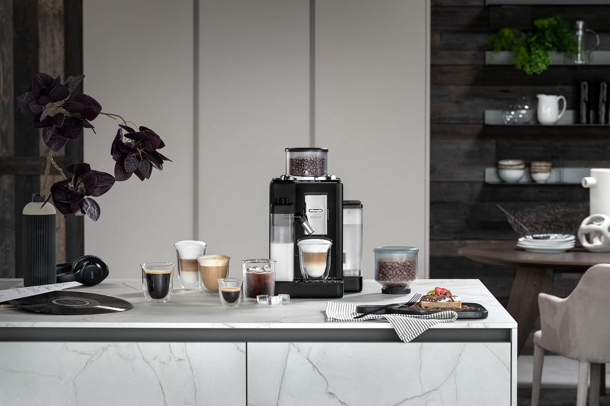 DeLonghi - Rivelia Fully Automatic Onyx Black Coffee Machine with LatteCrema Milk System - EXAM44055B