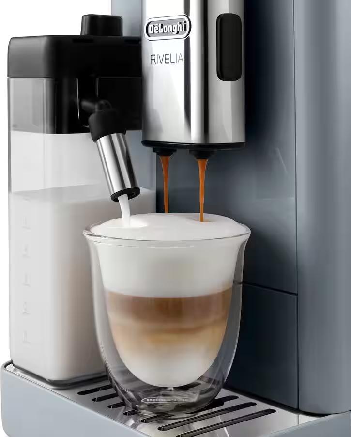 DeLonghi - Rivelia Fully Automatic Pebble Grey Coffee Machine with LatteCrema Milk System - EXAM44055G