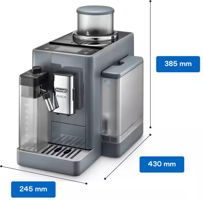 DeLonghi - Rivelia Fully Automatic Pebble Grey Coffee Machine with LatteCrema Milk System - EXAM44055G