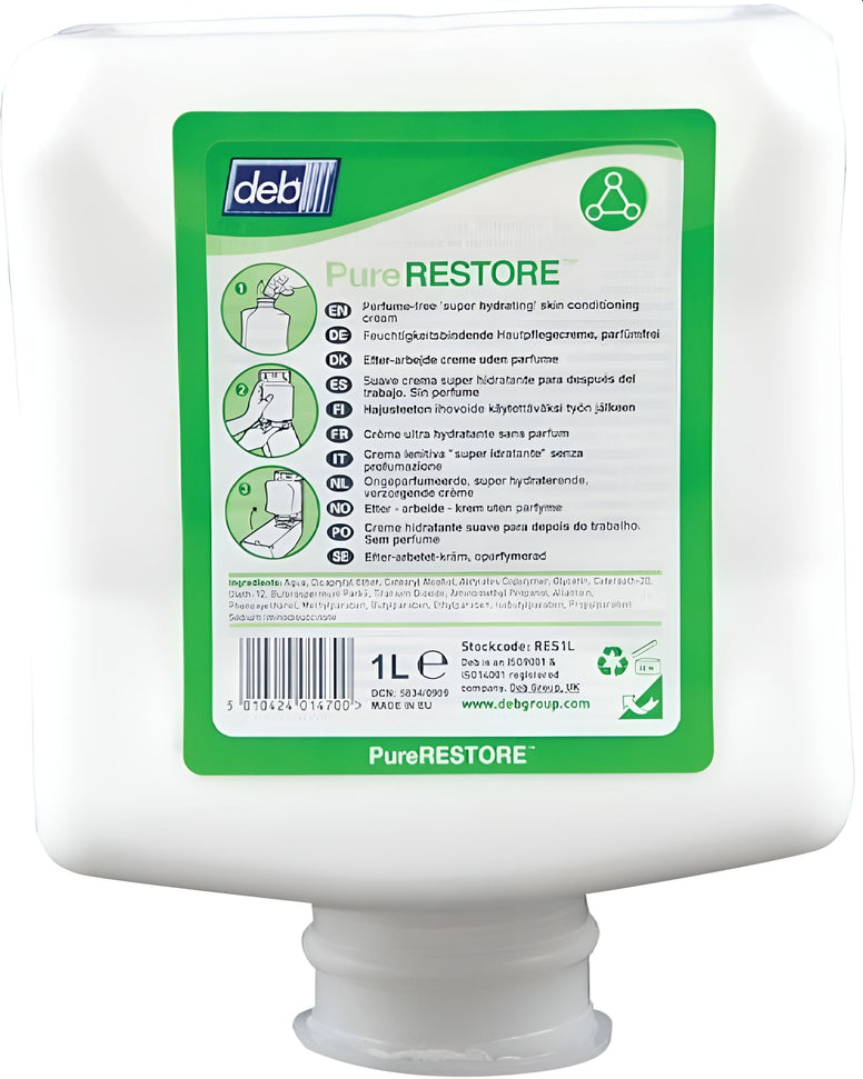 Deb Group - 1 L Pure Restore Hand Cream, 6 Bt/Cs - RES1L