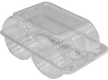 Detroit Forming - 4.8" x 7.6" x 3.5" Clear Plastic 6 Cell Donut Food Hinged Container, 300/Cs - LBH-5306