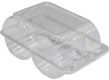 Detroit Forming - 4.8" x 7.6" x 3.5" Clear Plastic 6 Cell Donut Food Hinged Container - LBH-5306