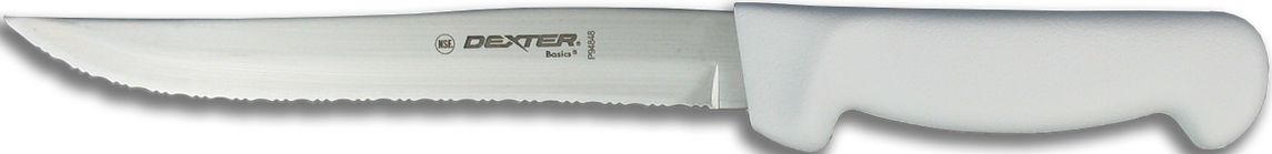 Dexter Russell - Basics 8" Tiger Edge Utility Knife with White Handle 31628 - P94848