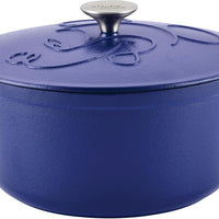 Disney Bake with Mickey - Farberware Disney Bon Voyage 4.75 Qt Blue Pre-Seasoned Cast Iron Dutch Oven/Casserole Pan with Lid - 49039-C
