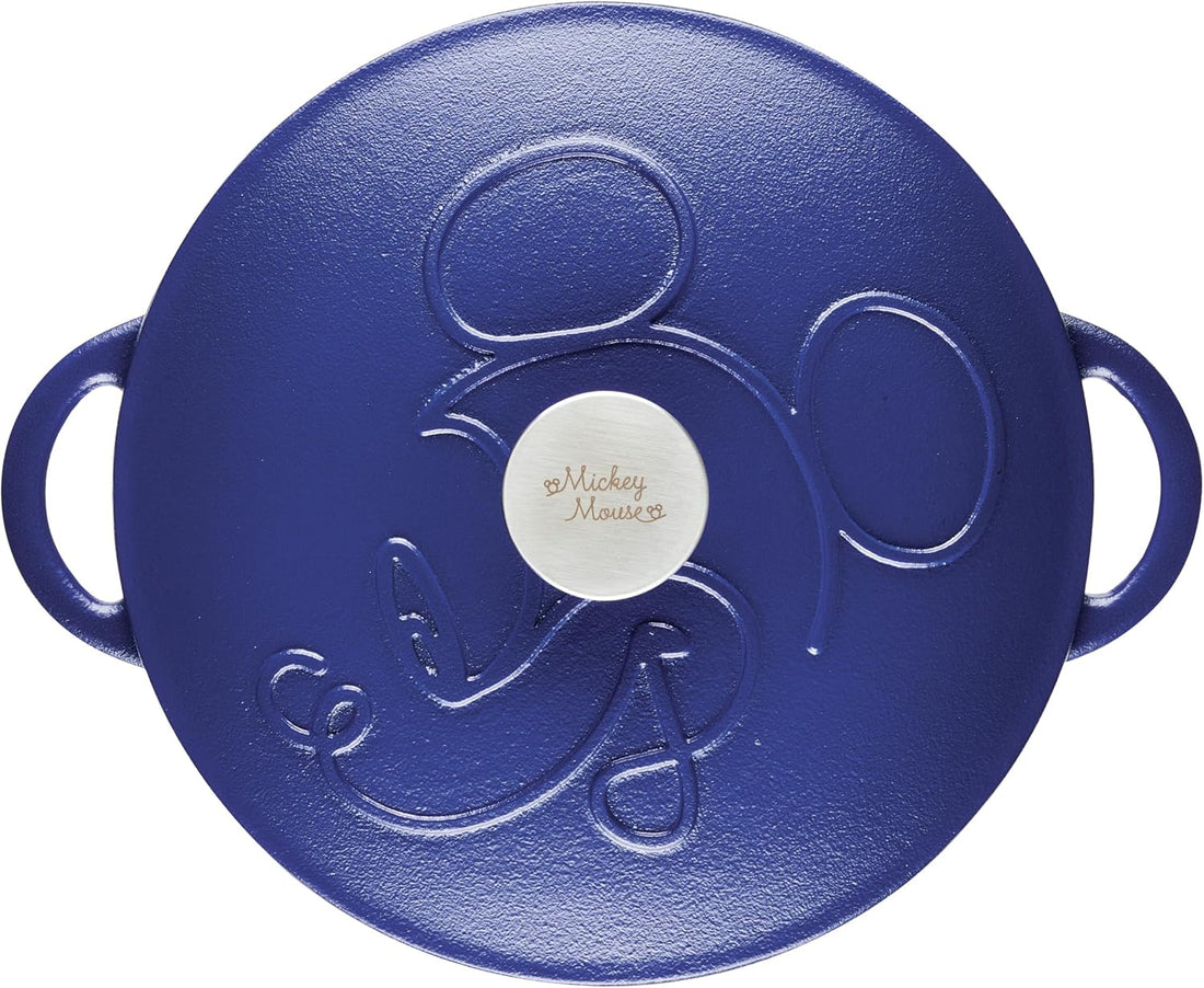 Disney Bake with Mickey - Farberware Disney Bon Voyage 4.75 Qt Blue Pre-Seasoned Cast Iron Dutch Oven/Casserole Pan with Lid - 49039-C