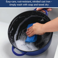 Disney Bake with Mickey - Farberware Disney Bon Voyage 4.75 Qt Blue Pre-Seasoned Cast Iron Dutch Oven/Casserole Pan with Lid - 49039-C