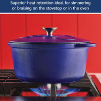 Disney Bake with Mickey - Farberware Disney Bon Voyage 4.75 Qt Blue Pre-Seasoned Cast Iron Dutch Oven/Casserole Pan with Lid - 49039-C