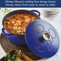 Disney Bake with Mickey - Farberware Disney Bon Voyage 4.75 Qt Blue Pre-Seasoned Cast Iron Dutch Oven/Casserole Pan with Lid - 49039-C