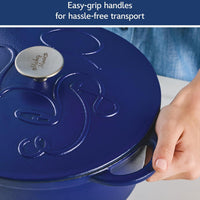 Disney Bake with Mickey - Farberware Disney Bon Voyage 4.75 Qt Blue Pre-Seasoned Cast Iron Dutch Oven/Casserole Pan with Lid - 49039-C